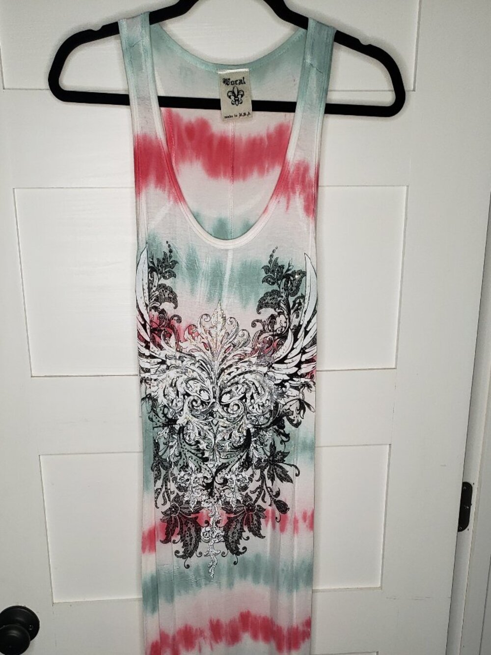 Vocal Women's Tie-Dye Maxi Dress with Rhinestone Design